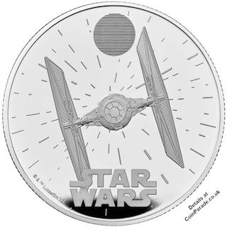 2024 Tie Fighter Five Pounds Star Wars 2oz SIlver Reverse