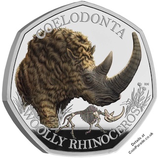 2024 Woolly Rhinoceros 50p Silver Proof Colour Reverse