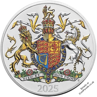 2025 Coat of Arms £5 BU Colour Reverse RM 2025 Coat of Arms £5 BU Colour Reverse RM