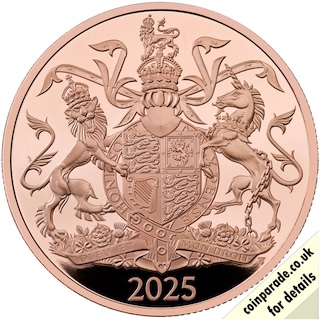 2025 Coat of Arms Gold Five Pound Reverse RM