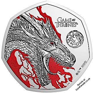 2026 Game of Thrones Fire 50p Colour BU Reverse RM