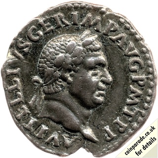 69AD Denarius Vitellius Victory Obverse