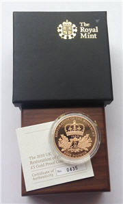 Restoration of Monarchy Gold Crown (Five Pounds) box. Image: M J Hughes Coins