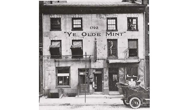 The First Philadelphia Mint - Ye Olde Mint 1792-1833. Photo 1908 now demolished